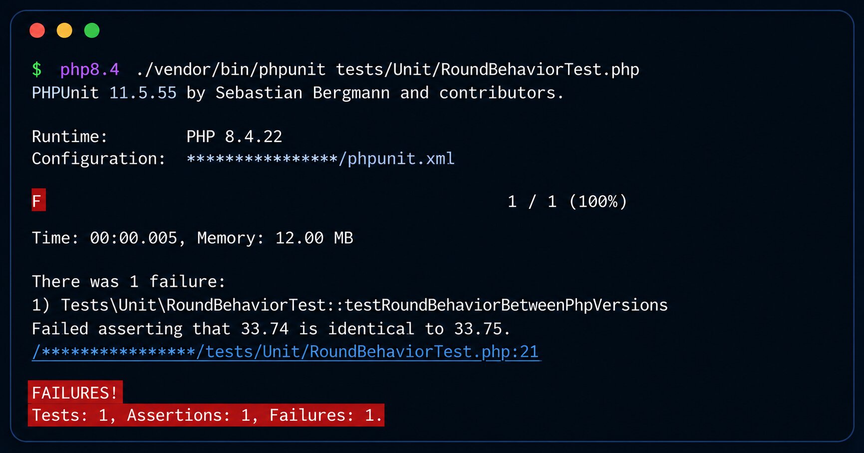 Результат виконання тесту на PHP 8.4