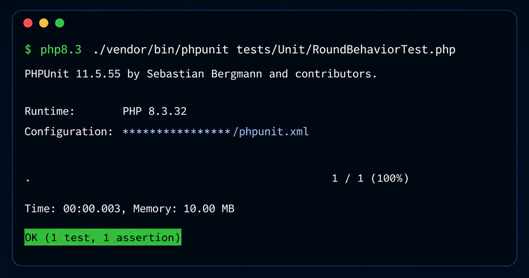 Результат виконання тесту на PHP 8.3