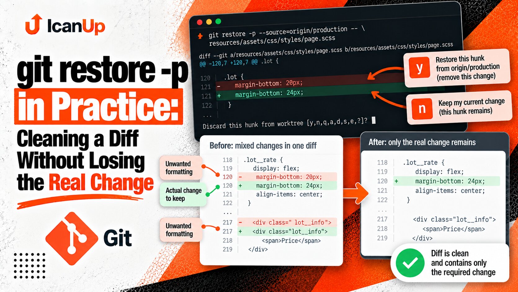 git restore -p in Practice: Cleaning a Diff Without Losing the Real Change